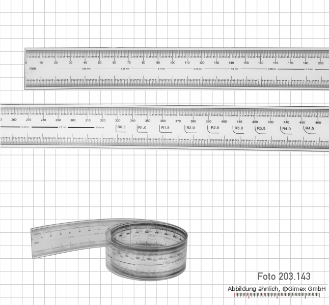 Maßstab, aus PET-Kunststoff, flexibel und transparent, 50 cm